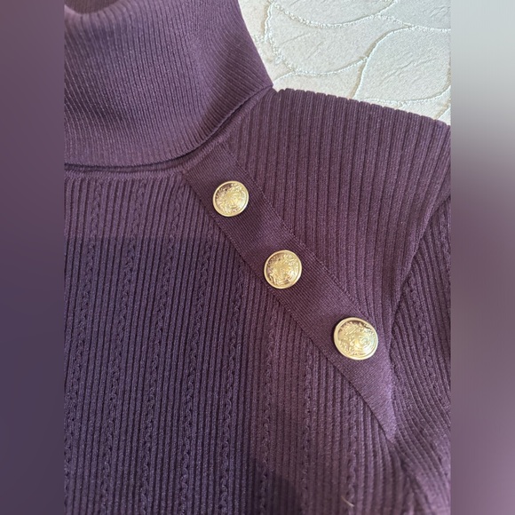 Express Purple Turtleneck Sweater with Shoulder Pad Feature - Picture 1 of 6